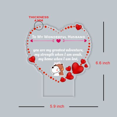 Couples Led Night Lamp Gift Item for Wedding, Anniversary, Birthday & Valentine's Day Romantic Gift for Couples Multicolored Light (My Wonderful Husband)